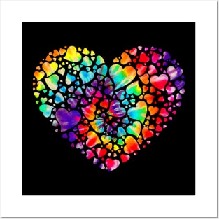 Colorful Tye Dye Die Tie Heart TShirt Valentine_s Day Posters and Art